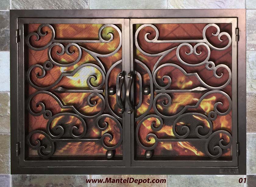 Hand forged wrought iron Fireplace Door FD001