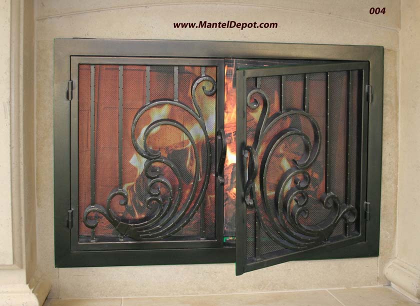 Hand Forged wrought iron Fireplace Door FD004