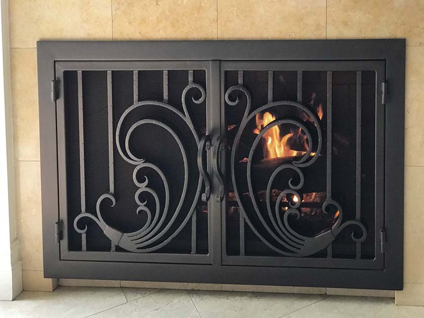 Hand Forged wrought iron Fireplace Door FD004