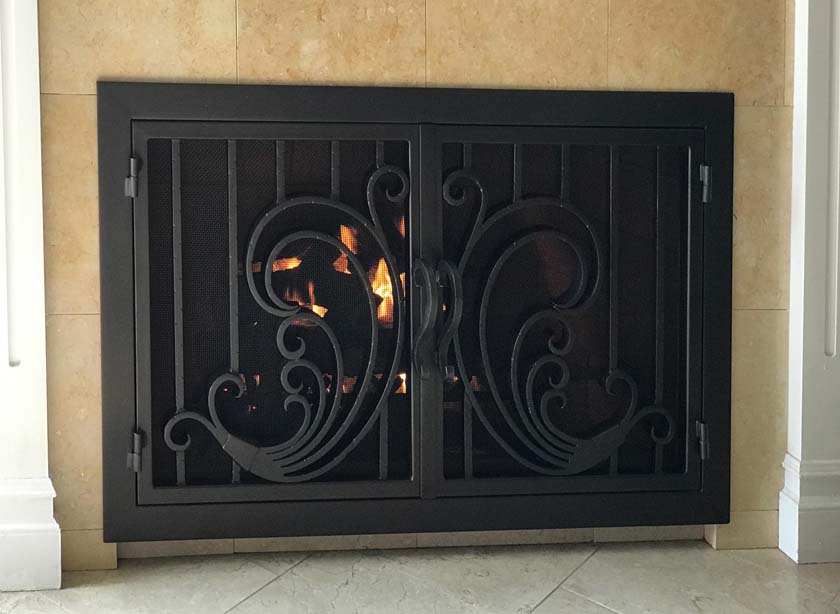 Hand Forged wrought iron Fireplace Door FD004