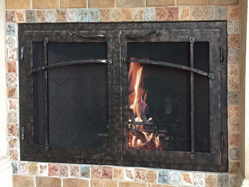 Hand forged wrought iron Fireplace Door FD005