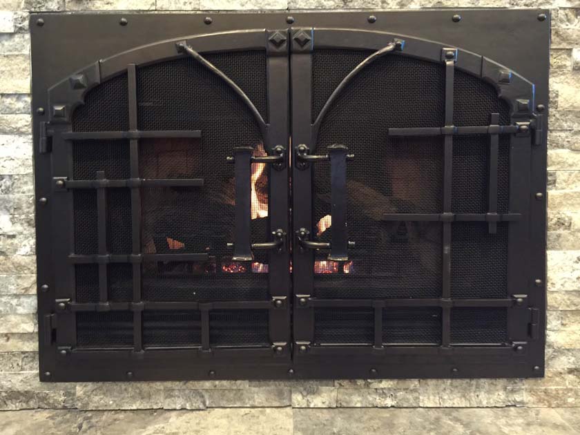 Hand Forged wrought iron Fireplace Door FD007