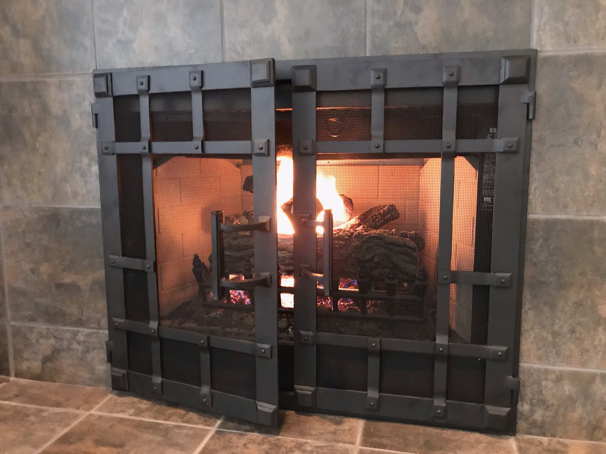 Hand forged wrought iron Fireplace Door FD0110