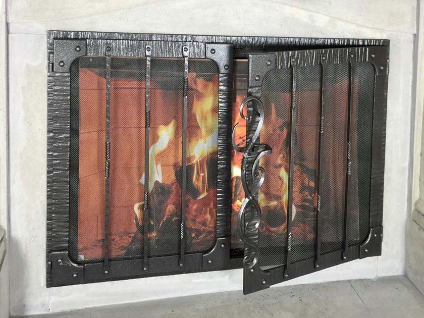 Hand forged wrought iron Fireplace Door FD0114 CloseUp