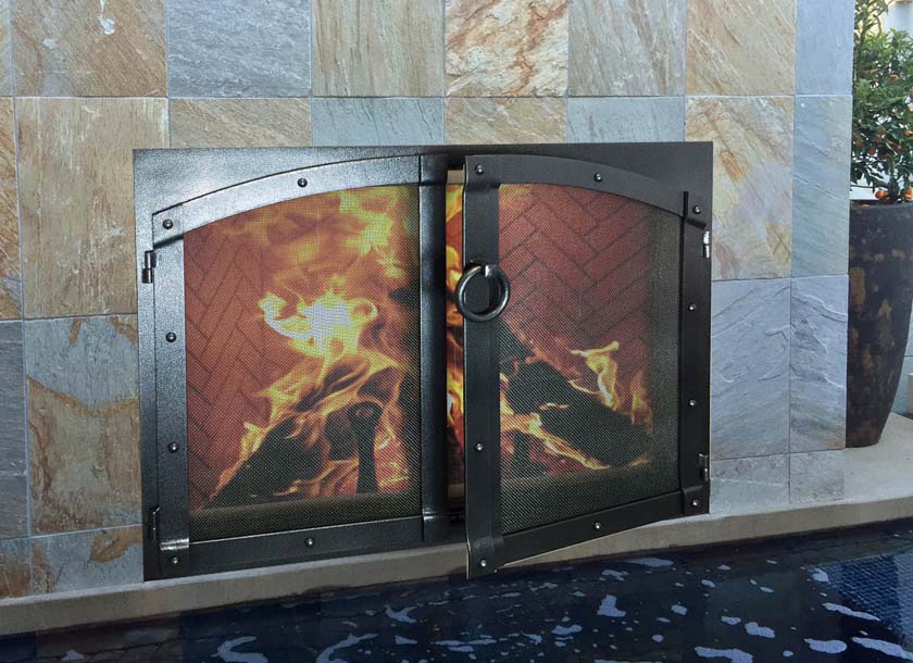 Hand forged wrought iron Fireplace Door FD0115 CloseUp