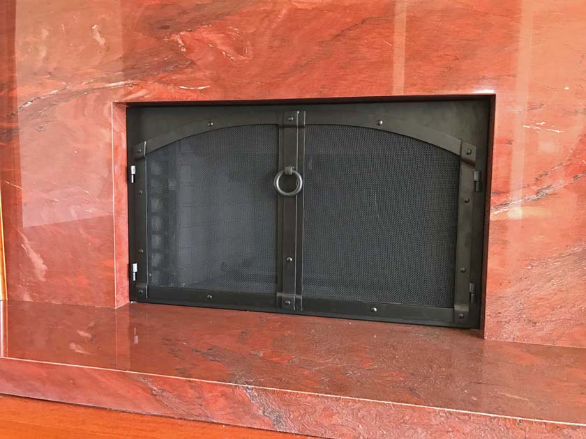 Hand forged wrought iron Fireplace Door FD0115 CloseUp